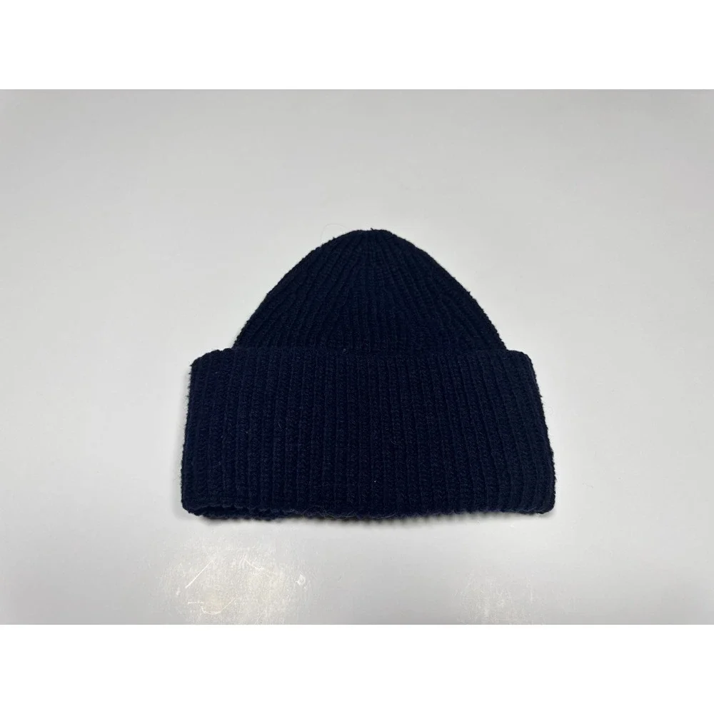 Ralph Lauren Kids Beanie Hat Black Ribbed‎ Knit Heart Patch Cuffed Winter Cap